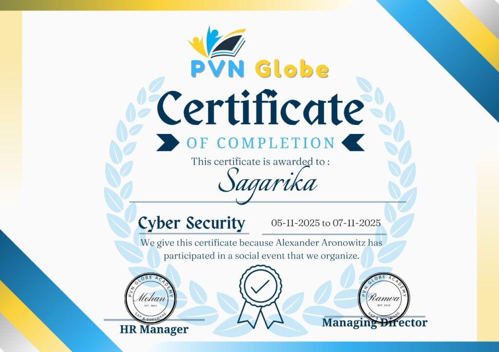 cyber security Course Completion Certificate