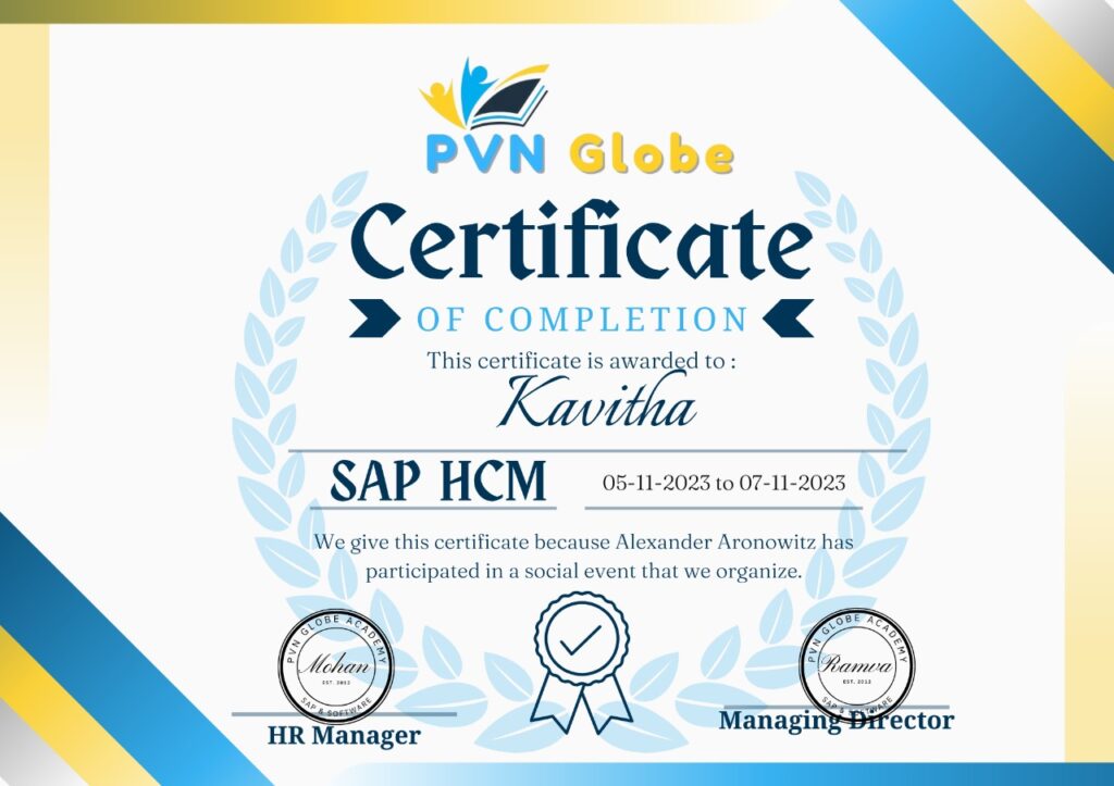 sap hcm Course Completion Certificate