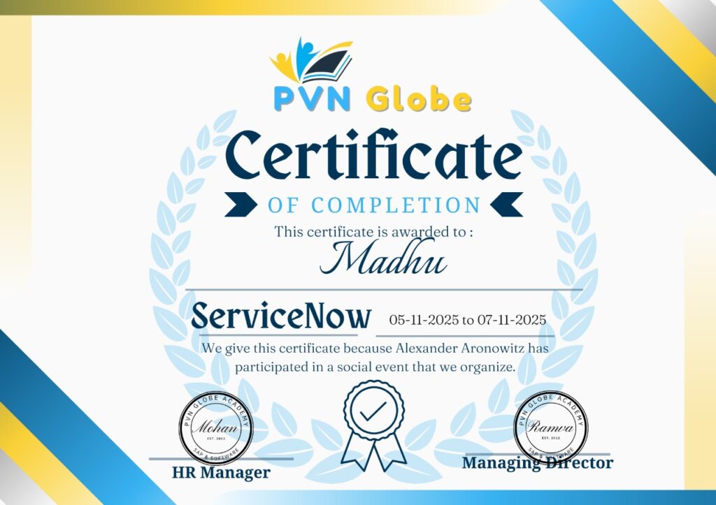 servicenow Course Completion Certificate
