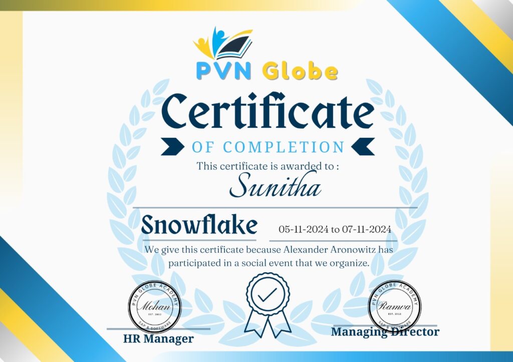 snowflake Course Completion Certificate