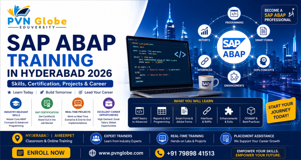 SAP ABAP Training in Hyderabad 2026 – Skills, Projects, Certification and Career Opportunities