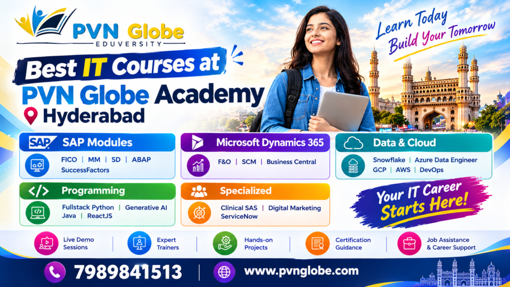 Best IT Courses at PVN Globe Academy Hyderabad – SAP, Cloud Computing, Data Engineering, Cybersecurity and AI Training