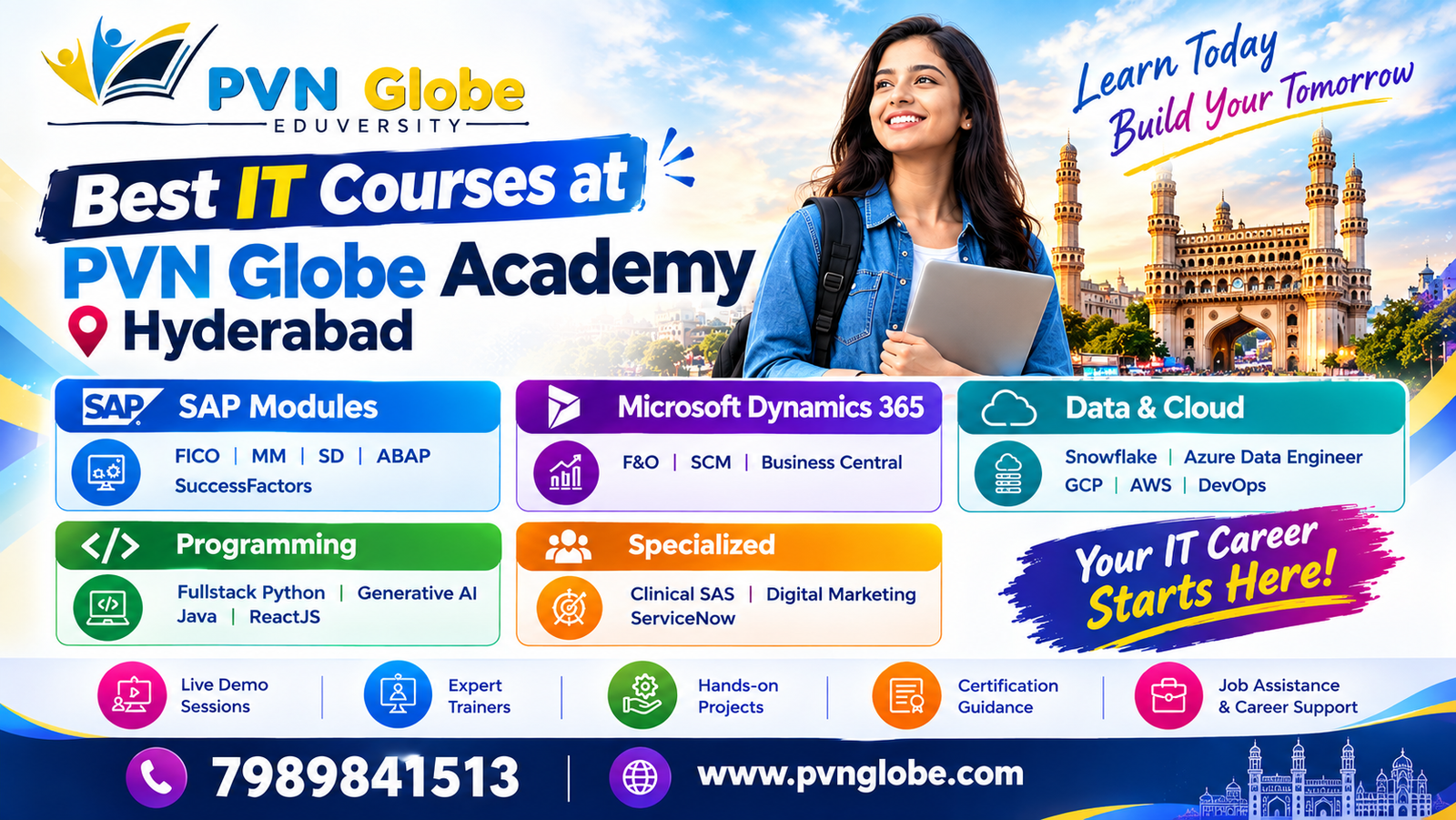 Best IT Courses at PVN Globe Academy Hyderabad – SAP, Cloud Computing, Data Engineering, Cybersecurity and AI Training