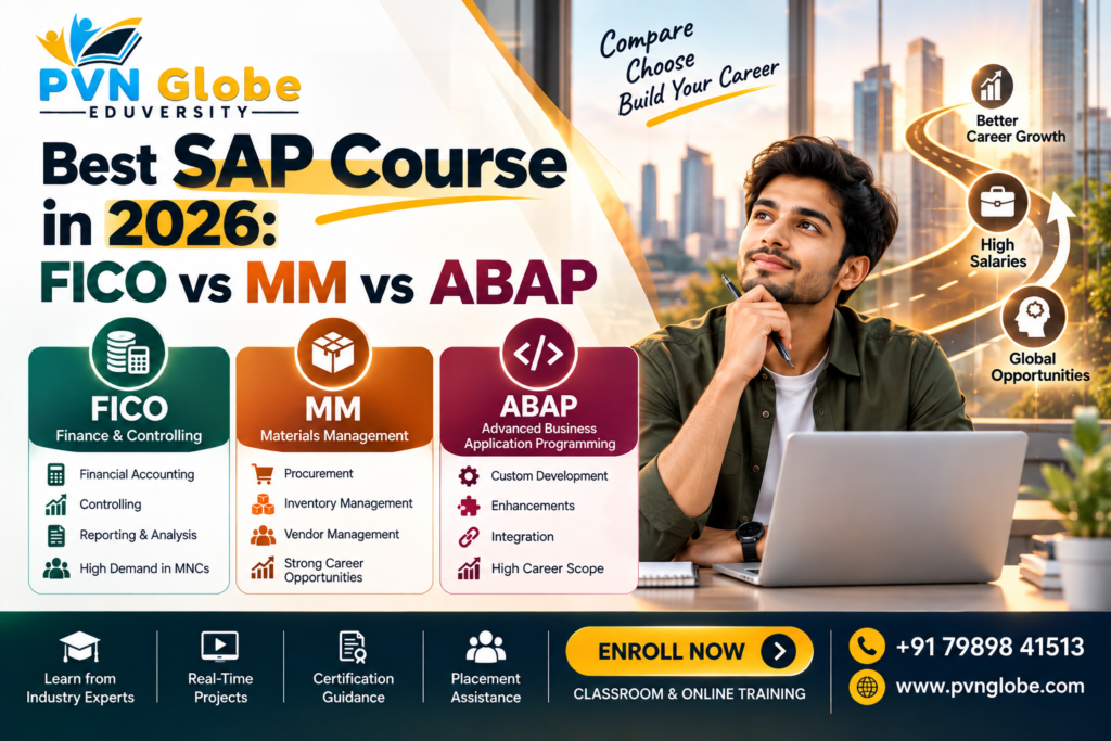 Best SAP Course in 2026 comparing SAP FICO, SAP MM and SAP ABAP career opportunities